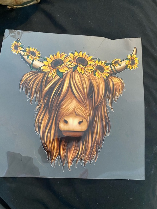 Other - Highland Cow Sunflower Heat Transfer Sticker for Shirts Yellow Brown